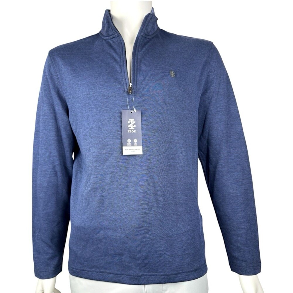 Izod Mens Small Shirt Pullover Blue 1/4 Zip Stretch Lightweight Breathable New